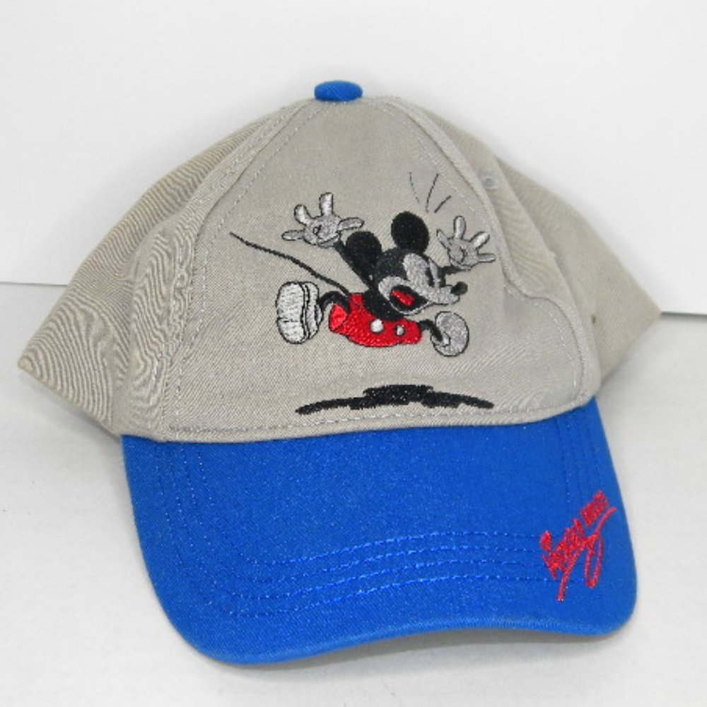 VTG Disney Park Tan Blue Mickey Mouse Hat Snapback